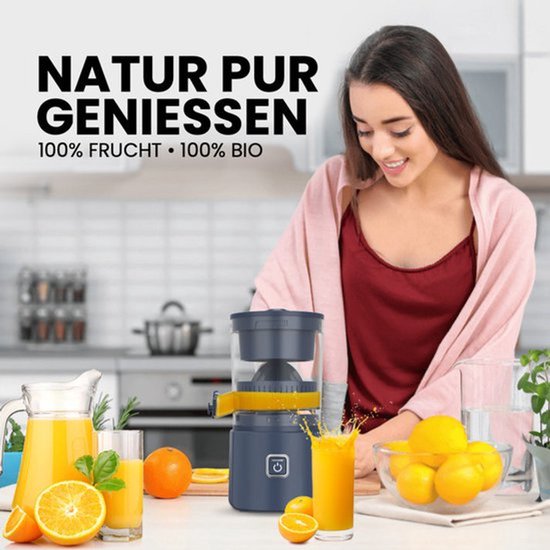 TEKROA® Elektrische Citruspers - Sinaasappelpers Elektrisch - Juicers & Citruspersen - met Instelbaar Pulpfilter – Voor Citroen en Sinaasappel – 80 W - zwart van TEKROA — afbeelding 2