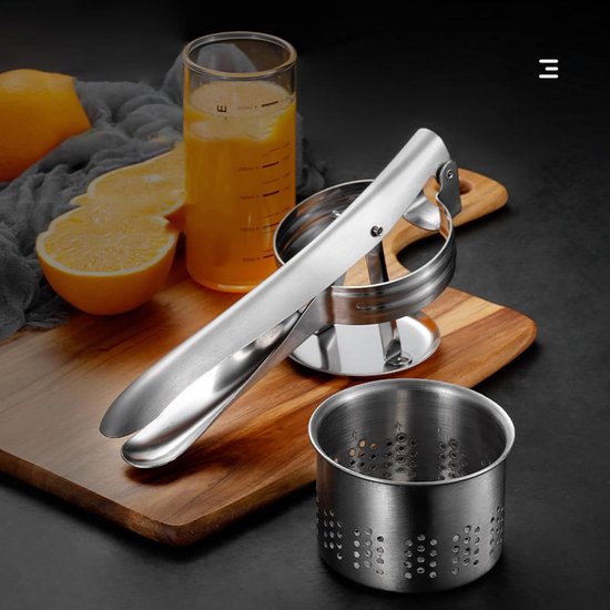 Handpers Fruit - Sapcentrifuge Squeezer - Sap Maken - Roestvrij Staal - 26.5 x 9.8 x 9 cm - Zilver — afbeelding 4