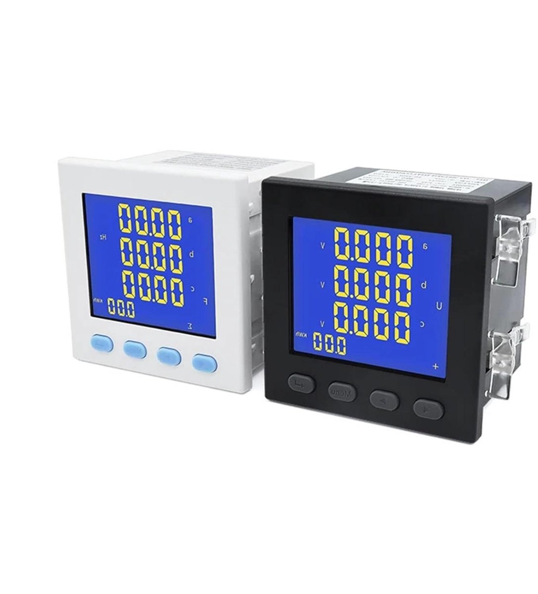 Driefasige Verbruiksmeter - Energiemeter LCD - Energie Verbruik - Duidelijk Digitaal Display - 96x96 mm - Zwart