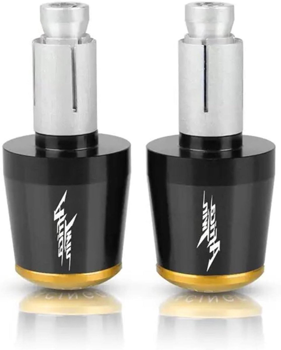 Motorfiets Handvatten - Stuurdop Eindpluggen - Rijcomfort Verbeteren - CNC Aluminium - 7/8 inch - Zwart Goud