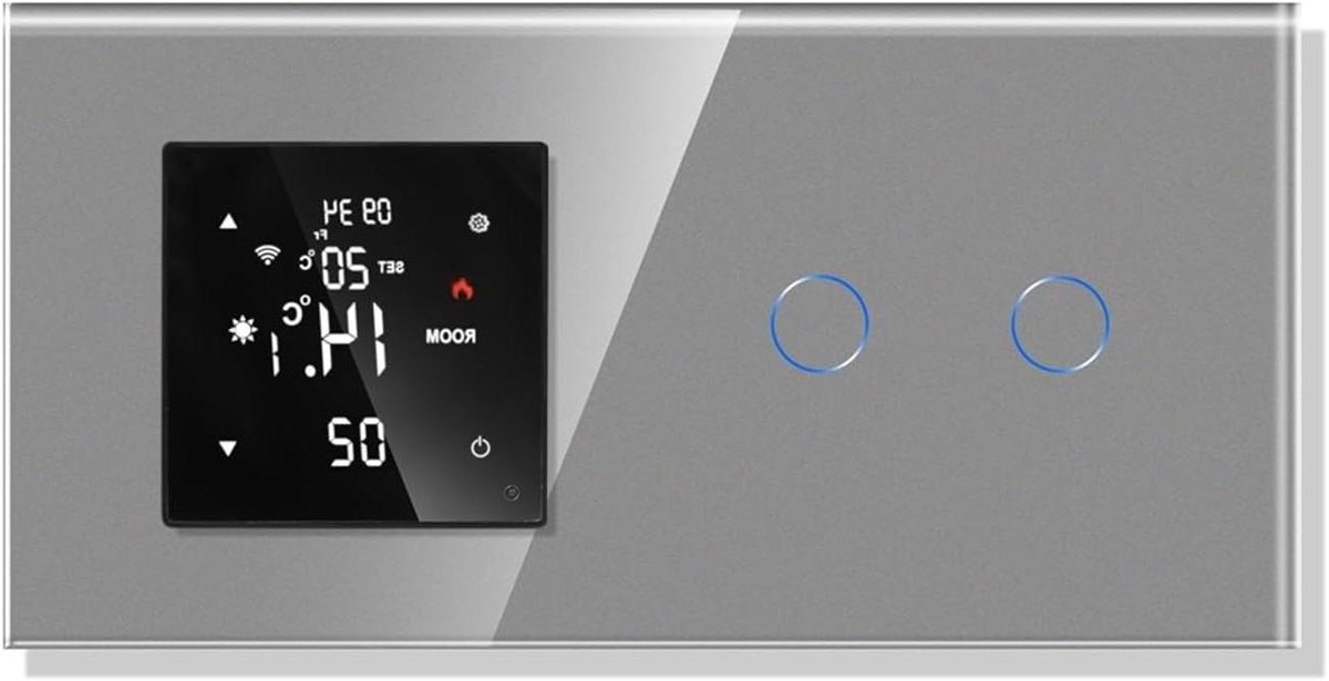 Slimme Thermostaat - Temperatuur Controller - Vloerverwarming Regelen - App Bediening - 2gang - Grijs