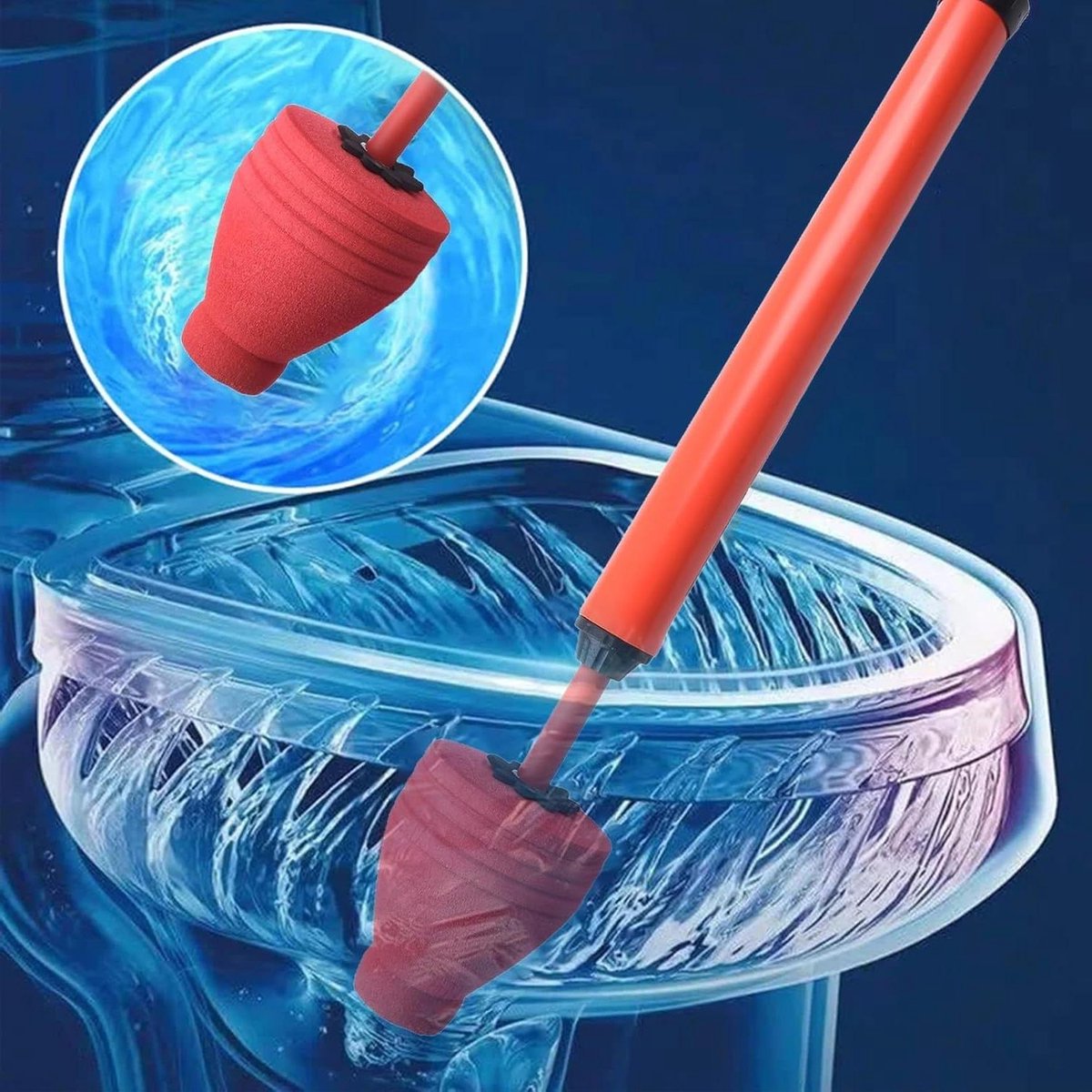 Toilet Pijp Plunjer - Afvoer Ontstopper - Verstopping Verhelpen - Hogedruk Reiniging - 25-75 mm - Oranje Rood