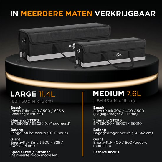 IIuvia Fietstas - 50 x 15 x 15 cm (11.4 liter) Kleur (Grijs) - Accutas Ebike Brandveilig - Accutas Ebike 8 lagen Brandvertragend materiaal — afbeelding 2