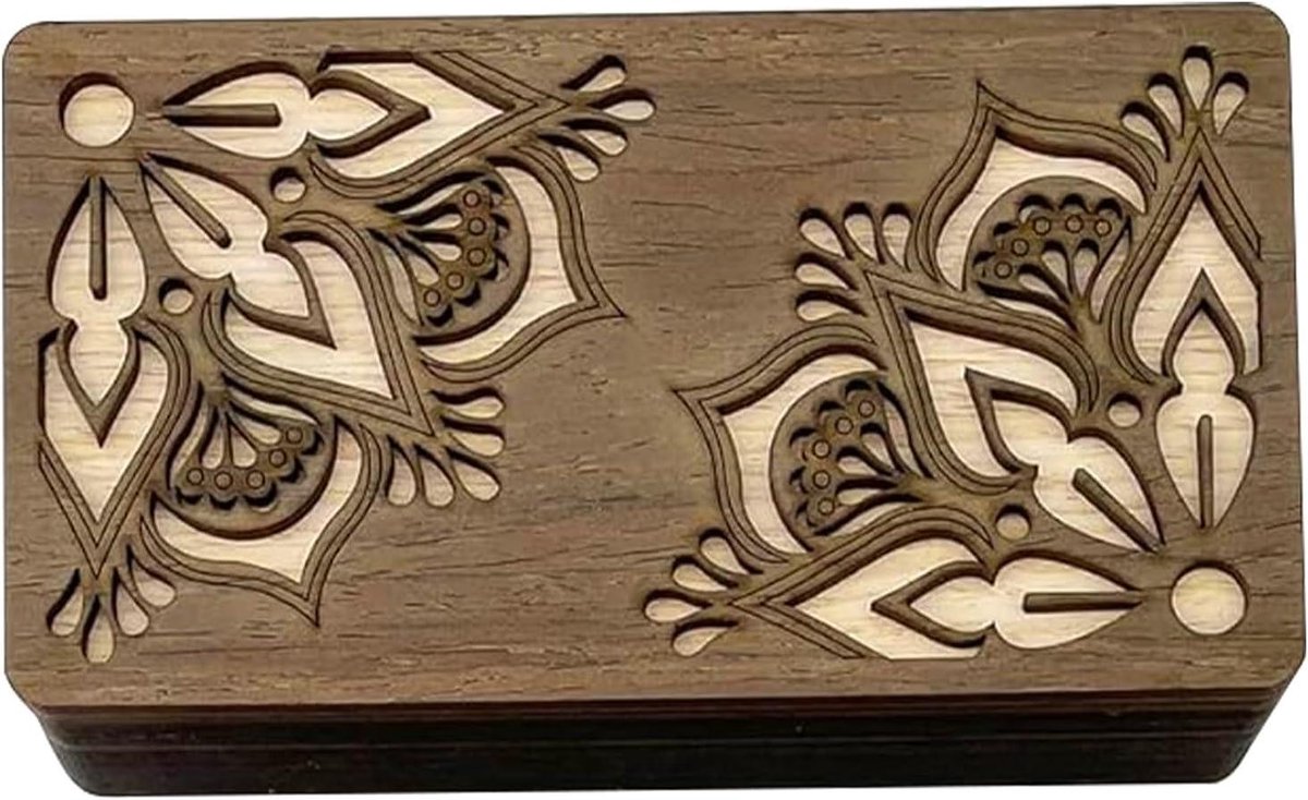 Houten Kralen Dienblad - Sorteerbakje Sieraden - Knutselen Organiseren - Dubbele Opslag - Magnetisch Deksel - Natuurlijk Hout
