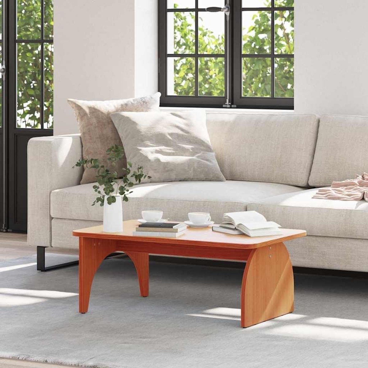 Massief houten tafel - Woonkamer meubel - Gezellige sfeer - Natuurlijke houtstructuur - 80 x 50 cm - Bruin