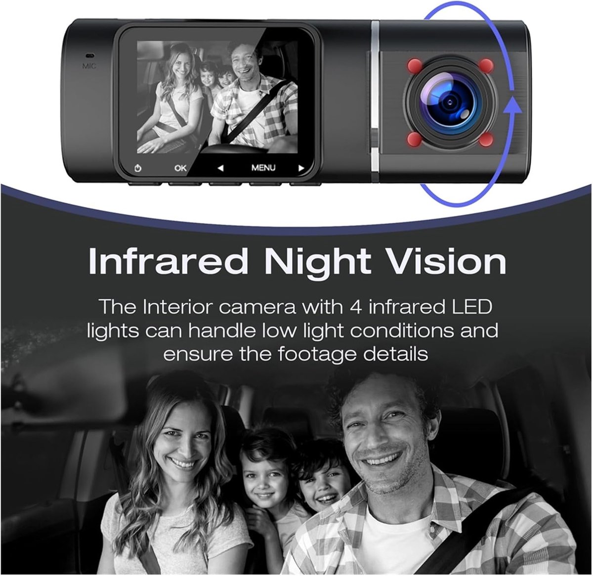 Dubbele Dashcam - Auto Camera - Veilig Rijden - Nachtzicht & Parkeerhulp - 1080p HD - Zwart – foto 5