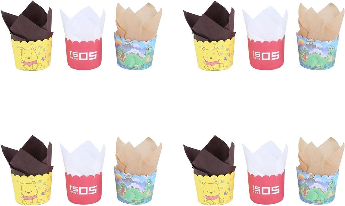 800 stuks tulpen cupcake bakbekers, muffin bakken voeringen houders, rustieke cupcake, bruin, wit en natuur kleur