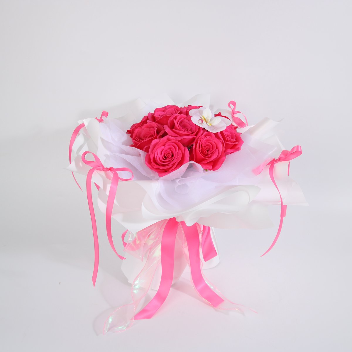 La Roselle Amsterdam Kunstbloemen & Nepbloemen Boeket – Geurende Kunstrozen met Orchidee – Roze Bloemenboeket – Luxe Cadeau voor Haar