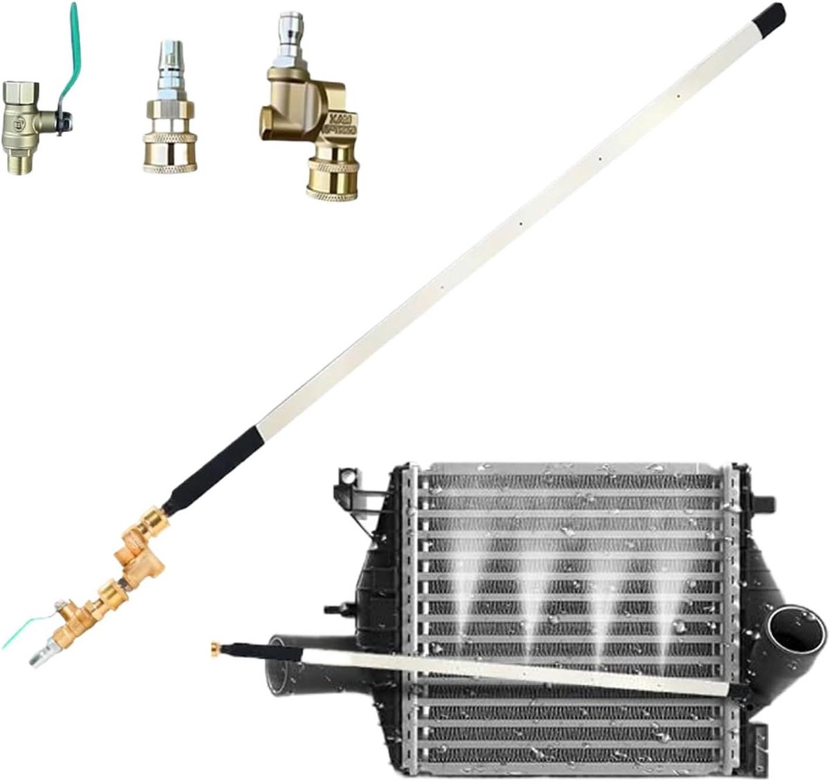 Radiatorreiniger Lans - Hogedrukreiniger Accessoire - Koelsysteem Onderhoud - 180 Graden Draaibaar - 60 cm Lengte - Zilverkleurig