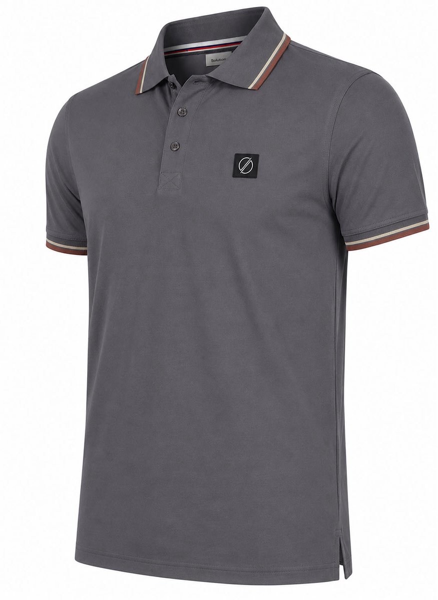 Solution - Heren Polo SS Flow - Grijs - Maat 3XL
