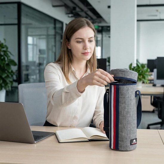 Draagtas voor flessen - Koeltas onderweg - Dranken koel houden - Verstelbare schouderriem - Tot 1.5 liter - Grijs — afbeelding 2