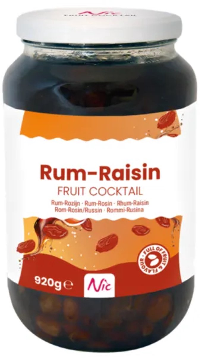 Nic Rum Rozijnen Fruitcocktail – Pot 920 gram