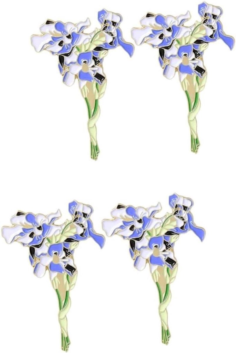 Bloemen Broches Set - Sieraden Pins - Kleding Decoratie - Elegant Bloem Design - 8 Stuks - Blauw