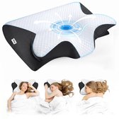 Maqi Living® Hoofdkussen Memory Foam voor Nekklachten Aura – Orthopedisch & Ergonomisch kussen - Geschikt voor rug-, zij- en buikslapers - Traagschuim - Zwart