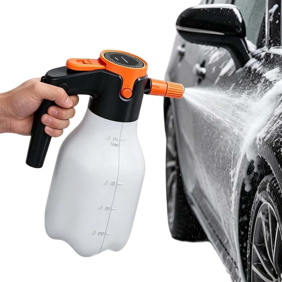 Schuimsproeier Auto - Elektrische Verstuiver - Voertuig Reinigen - Oplaadbaar Batterij - 2 Liter Capaciteit - Wit
