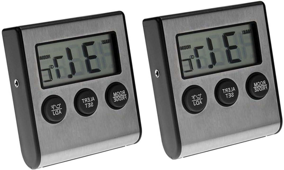 Digitale Thermometer - Koelkastmeter - Temperatuur Bewaken - Hoge Stabiliteit - 2 Stuks - Zwart