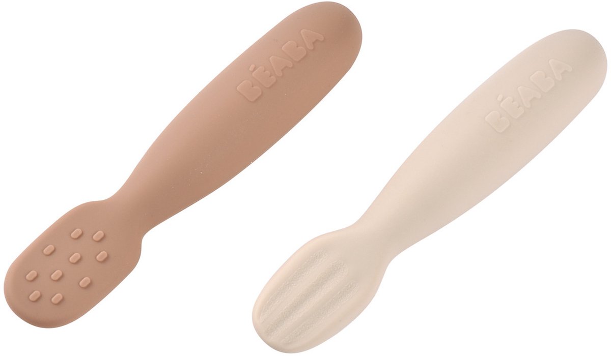 Béaba Oefenlepel – Eerste Bestek voor Baby's – Zacht & Ergonomisch – Voor Zelfstandig Leren Eten – Vanaf 6 Maanden