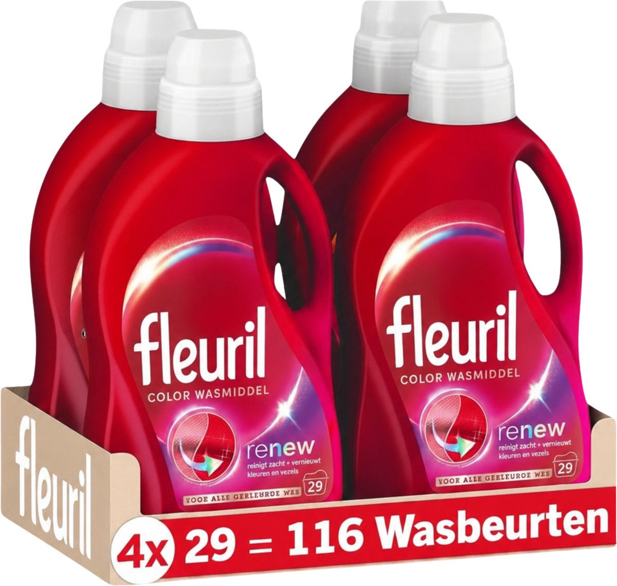 Fleuril Color - Vloeibaar Wasmiddel - Gekleurde Was - 4x29 Wasbeurten - Voordeelverpakking