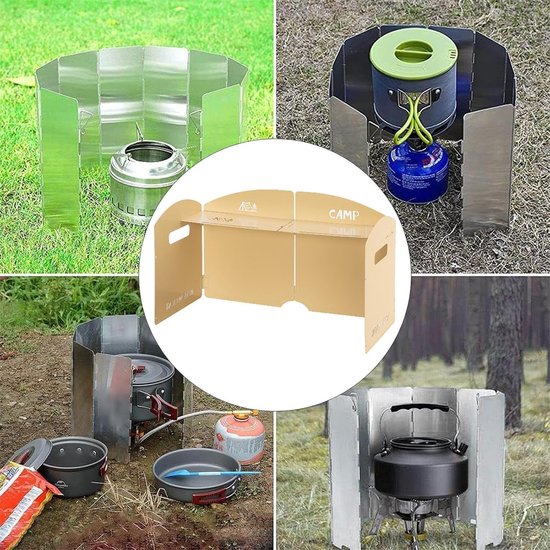Camping Kooktoestel Windscherm - Opvouwbaar Windscherm Koker - Buiten Koken - Energiebesparend Vlamcontrole - 46.2 x 38.4 x 7.9 cm — afbeelding 3