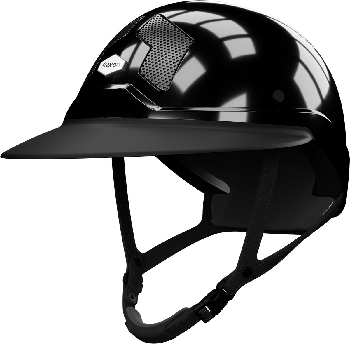 Flex-On Armet Angel Star Glanzend Zwart Ruiterhelm - Zwarte Rand - M