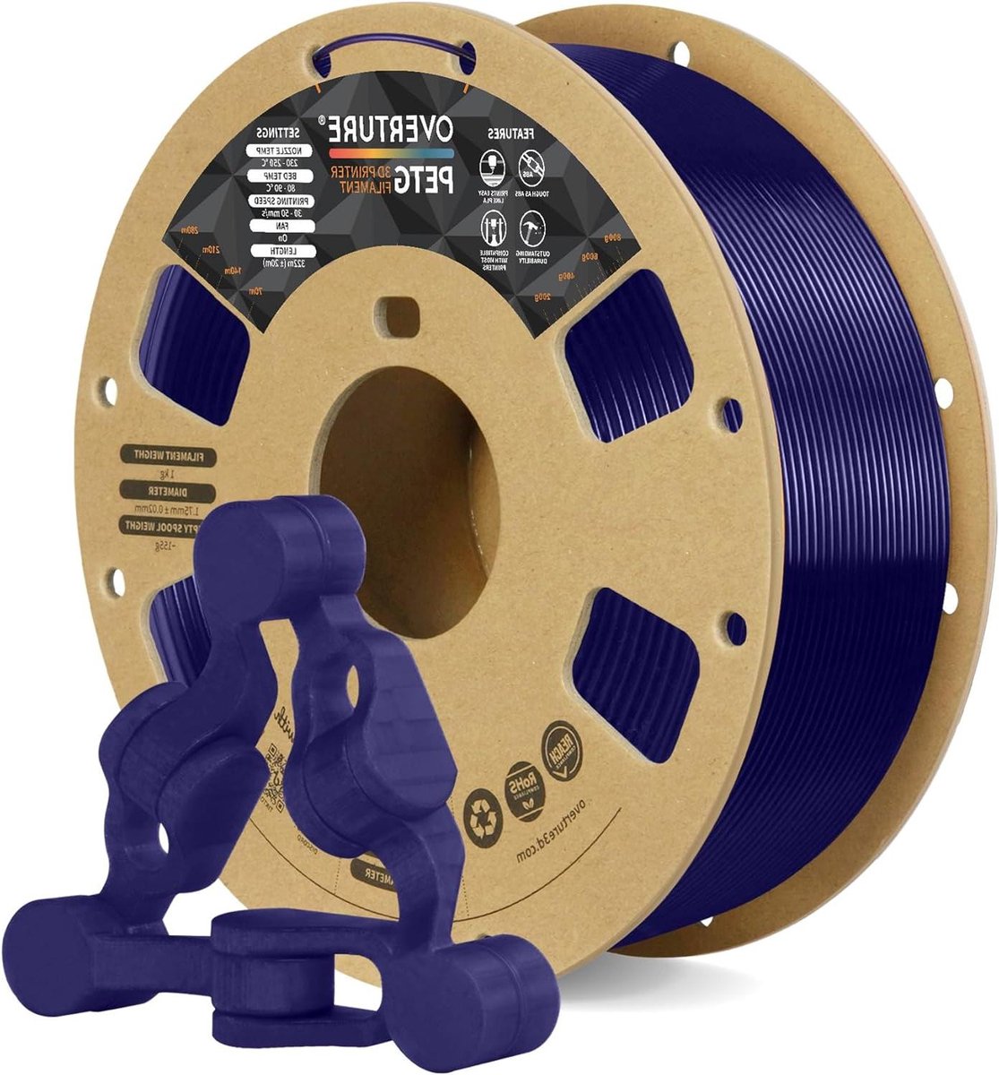 3D Printer Filament - PETG Draad - Robuuste Prints Maken - Hoge Slagvastheid - 1.75 mm 1 kg - Transparant Blauw
