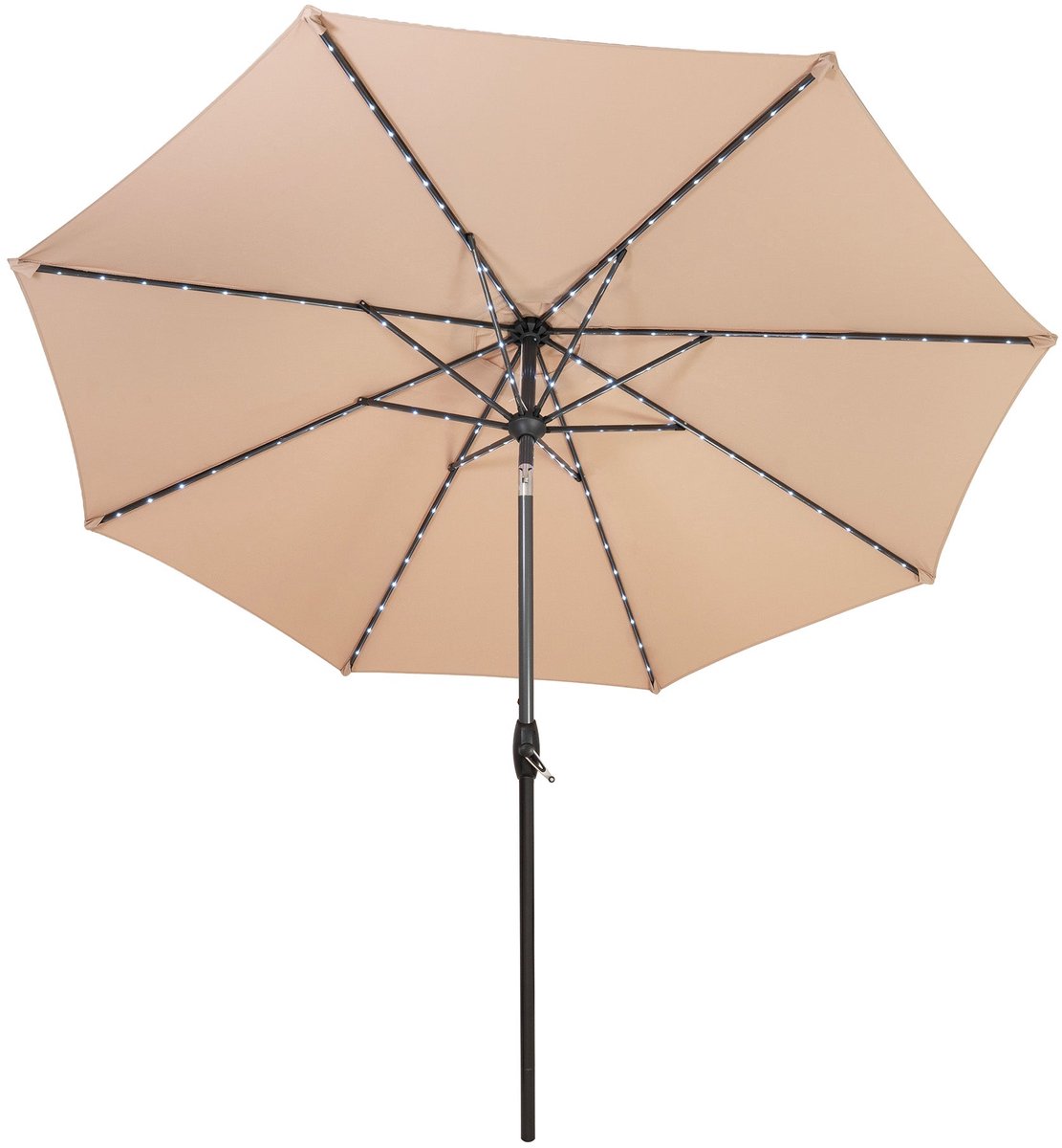 LED kantelbare stokparasol - 2.7 m - beige - verlichting op zonne-energie