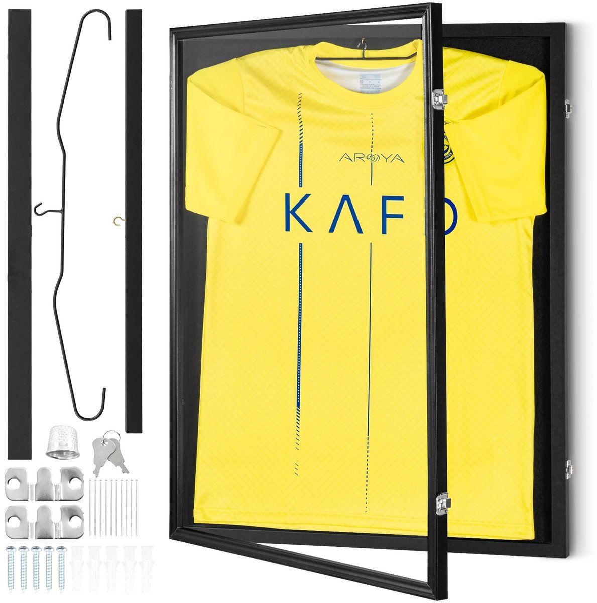 NordHaus Jersey Display Vitrine - Afsluitbare Sportshirt Displaykast - Shadow Box met 98% UV-bescherming - 590 x 790 x 40 mm