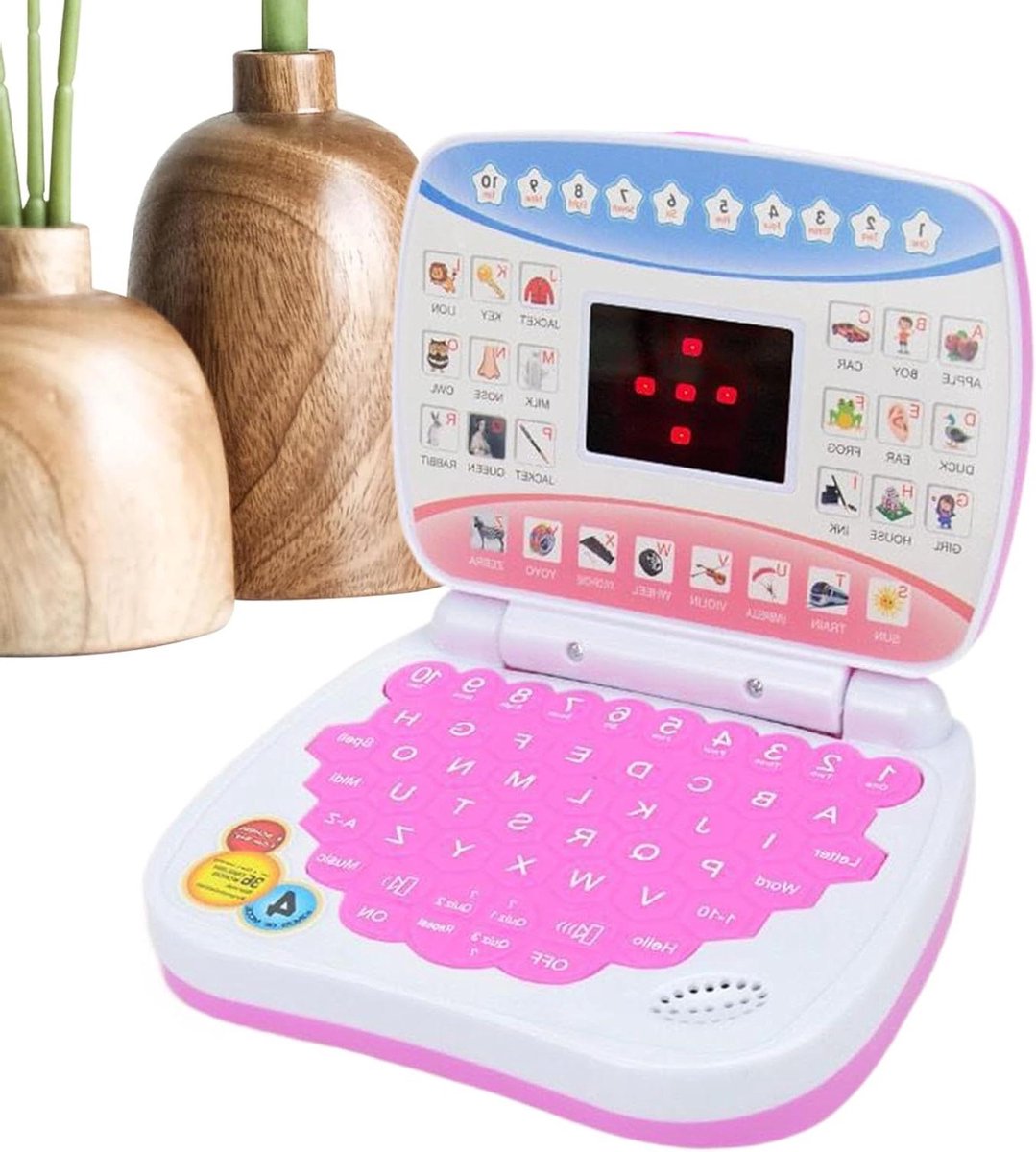 Kinderlaptop - Leercomputer - Vroeg Leren - Interactieve Muziek - 16 x 13 cm - Roze