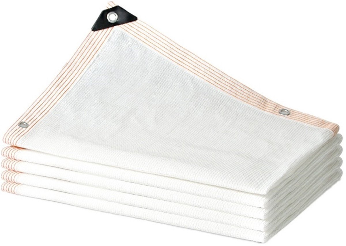 Schaduwnet - Geperforeerd schaduwnet - 3 x 5 m - Warmte-isolerend net - Geperforeerde randen - 90% schaduwpercentage - Waterafstotend en ademend - Geschikt voor buiten, terrassen, carports en patio's - Wit