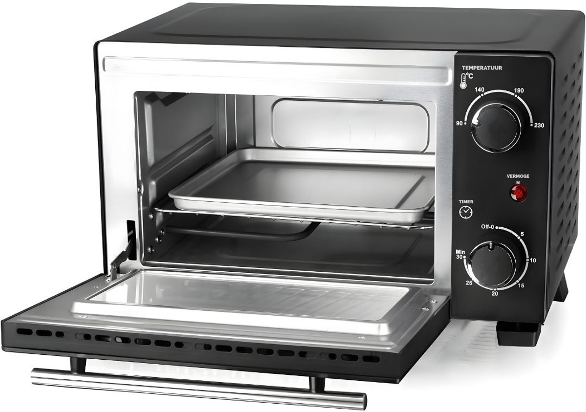 KAD® Mini Oven - Compacte Mini Oven - Vrijstaand voor Camping & Kleine Keuken - Zwart - ‎31cm x 38cm x 24cm