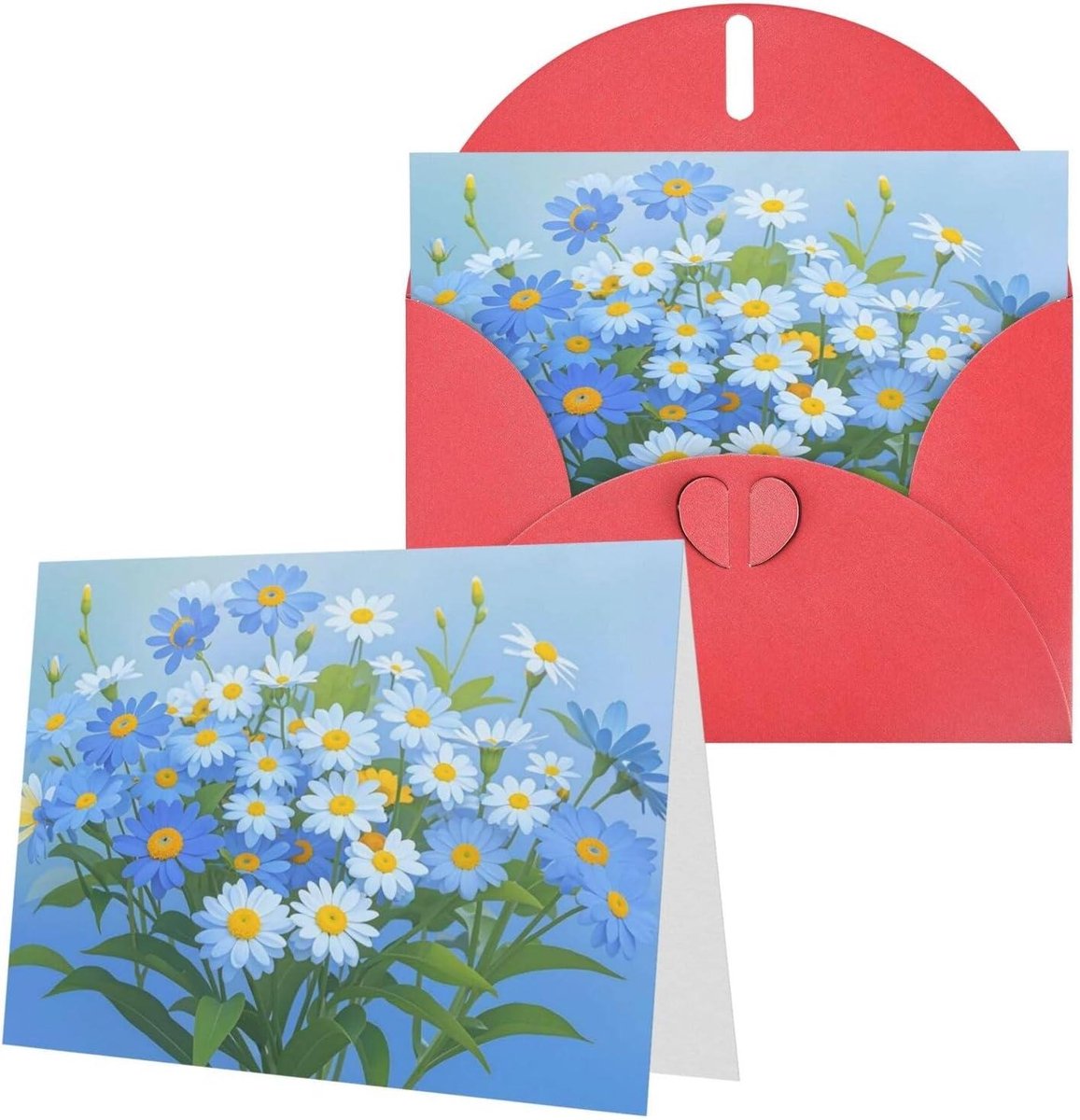 Wenskaarten Vergeet me niet - Kaarten met envelop - Alle gelegenheden - Parelmoer papier - 10x15 cm - Rood