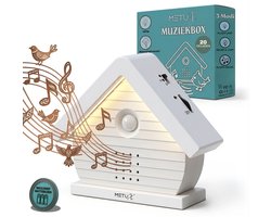 MetuX® - vogelhuisje met geluid - met led lamp - 20 geluiden - incl. batterijen - 3 modi en 5 timerfuncties - zwitscherbox - vogelgeluiden huisje met sensor - Vogelgeluiden Huisje Voor op Toilet - Wit