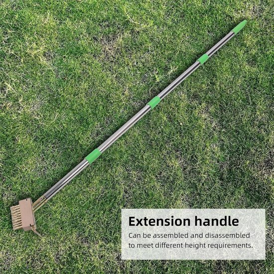 Onkruidverwijderaar Terras - Mosverwijderaar Voegen - Terras Onderhouden - 2-in-1 Staalborstel Schraper - 148 cm Lengte - Grijs — afbeelding 2