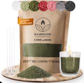 Comforder 400g Kaarsenzand Mosgroen - Burning Sand - Kaarsen Maken voor Volwassenen - 50 branduren - Met 4 lonten
