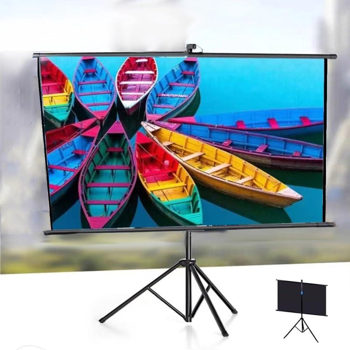 Projectiescherm - Filmscherm - Thuisbioscoop - Verstelbaar statief - 60 inch - Zwart