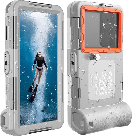 2026 Onderwater telefoonhoesjes voor snorkelen – Waterdicht Geschikt voor iPhone 17/16/15/14/13/12 Pro Max en Galaxy S25/S24/S23/S22/S21 – Voor onderwaterfoto's en -video's (Duiken) – Grijs