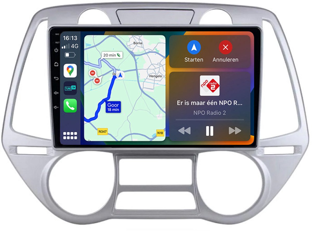 BG4U - Android Navigatie Radio geschikt voor Hyundai i20 2008-2012 Auto Climate Control met Draadloze Apple Carplay en Android Auto