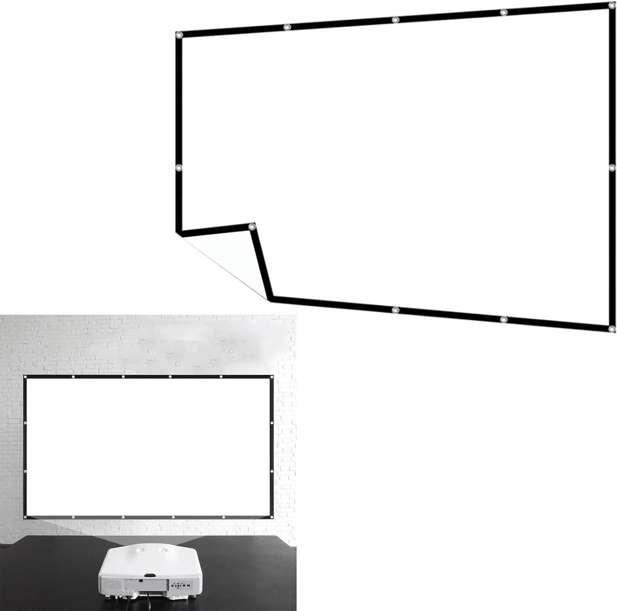 Projectiescherm - Draagbaar scherm - Home cinema - Kreukvrij en waterdicht - 60-200 inch - Wit