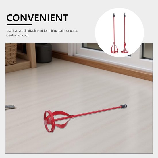 Verfmixer Opzetstuk - Mengstaaf Boormachine - Muurvuller Mengen - Minimaliseert Inspanning - 40 cm Lengte - Rood — afbeelding 2