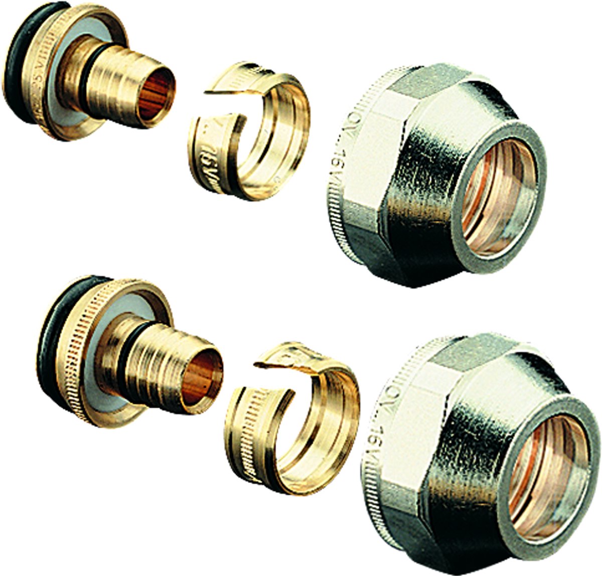 OVENTROP Klemringkoppeling Cofit S 20 x 2,5 mm x G 3/4 wartelmoer, vernikkeld, 2-voudig, 1507940