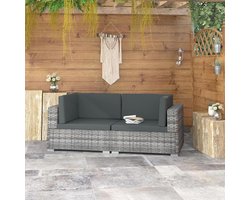 Gecheer 2 Seater Sofa Rattan Corner Sofa Corner Piece Garden Bench 70 x 70 x 54 cm with 1 Right Corner Sofa, 1 Left Corner Sofa, 2 Seat Cushions, 4 Back Cushions, Lounge Chair Garden Furniture, Steel