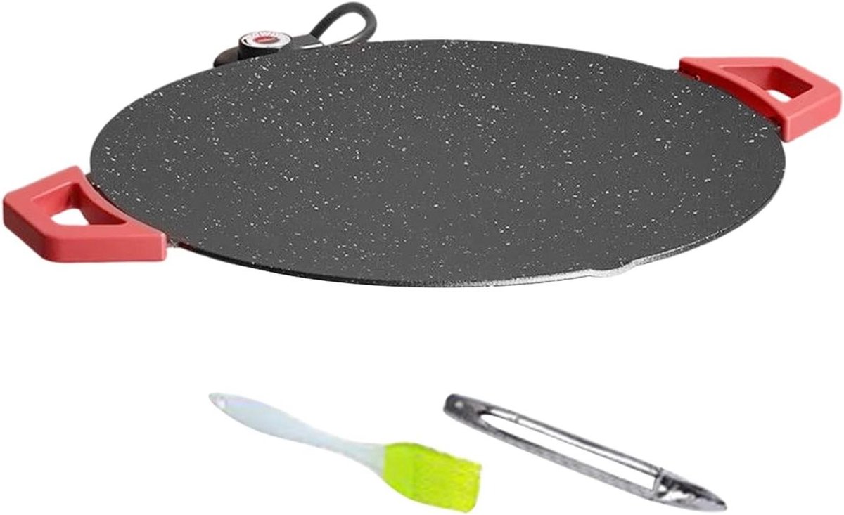 Elektrische Binnen Grill Draagbare Ronde Pan Koken op Tafel Geurloos Grillen 30 cm Zwart