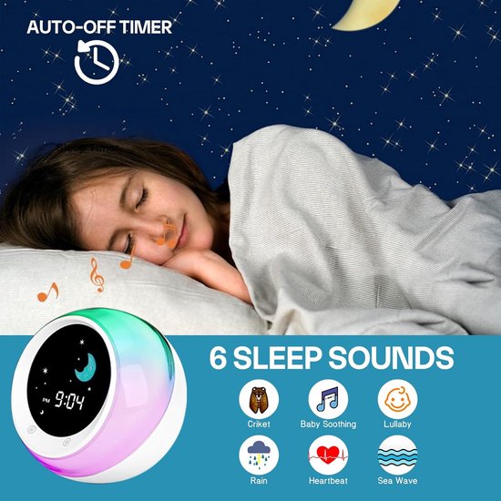 I·CODE Sun & Moon Rise Kids Wekker, Slaaptrainer voor kinderen, Slaapmachine, Wakker Licht & Nachtlicht, Leer Kinderen Dag & Nacht van I·CODE — afbeelding 4