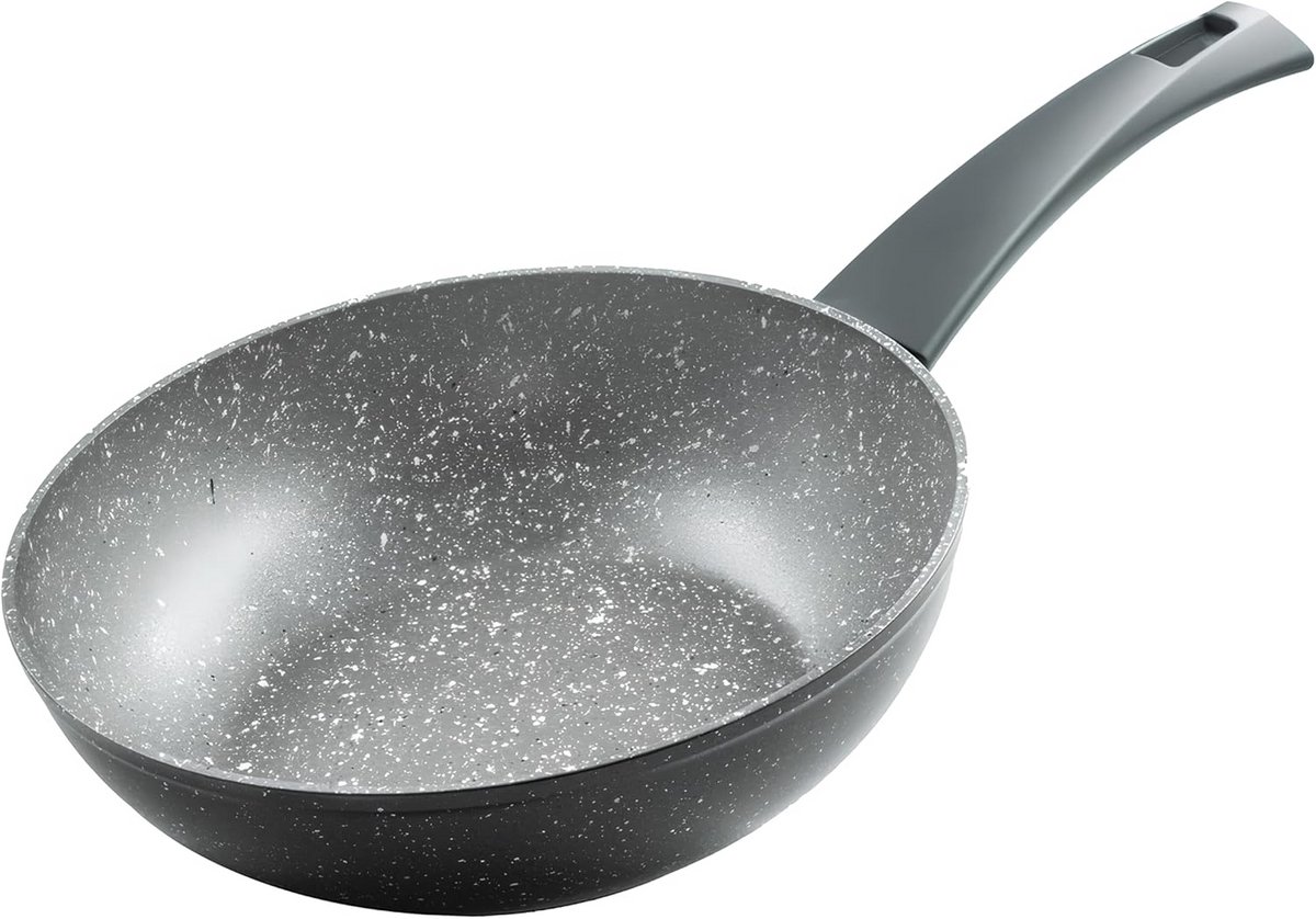 Wokpan - Koekenpan - Snel roerbakken - Antiaanbaklaag - 24 cm - Grijs