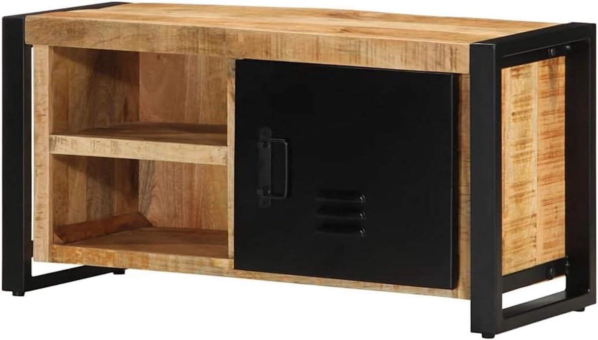 Televisiekast Massief Hout - TV Meubel - Woonkamer Inrichting - Industriële Stijl - 80x30x40 cm - Bruin
