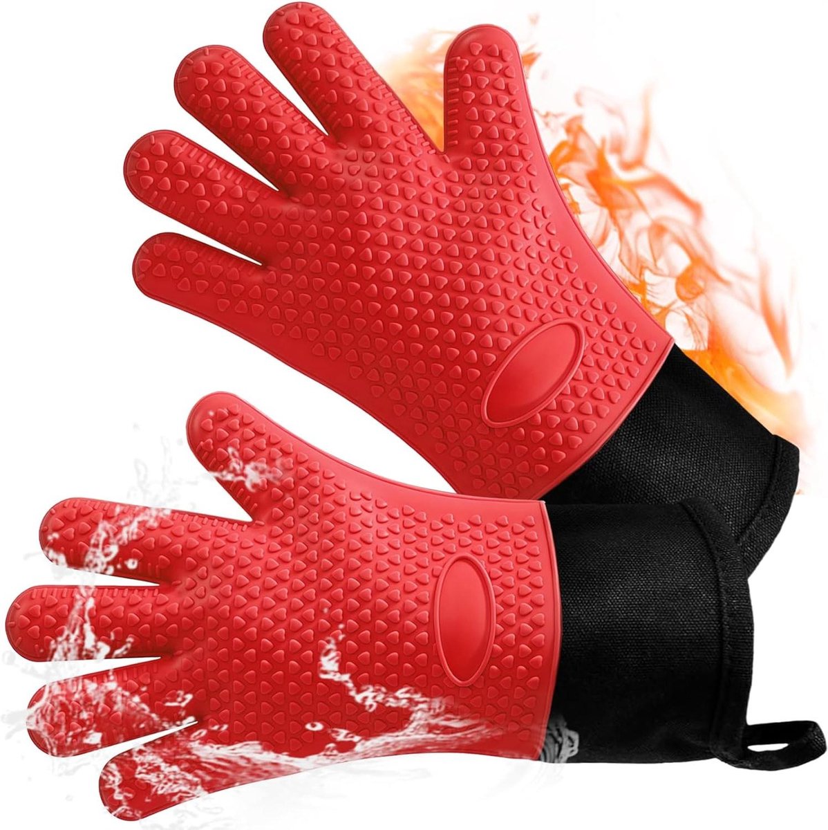 Ovenhandschoenen - Keukenhandschoenen - Veilig Koken - Verlengd Ontwerp - 1 Paar - Rood
