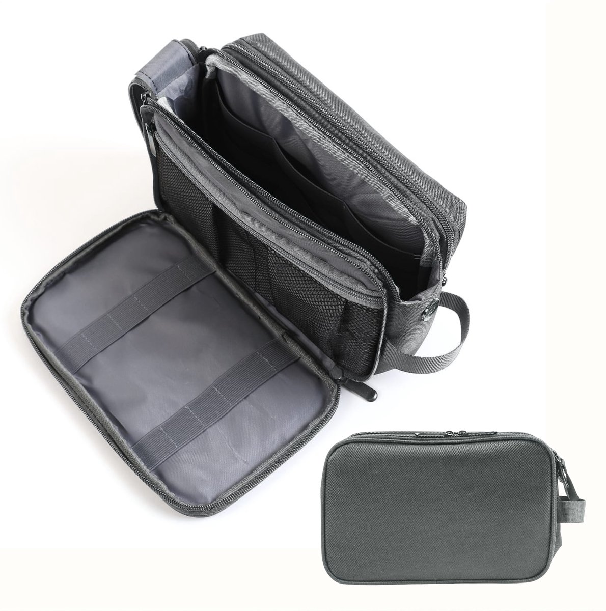 VeryGoods™ Toilettas Heren - Toiletzak met Haak 4L - Waterafstotend & Georganiseerd - Reis Toilettassen Mannen & Dames - Jongen - Grijs