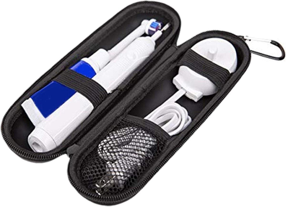 Tandenborstel Organizer - Reis Etui - Hygiënisch Reizen - Harde Beschermende Schaal - 21.5 cm Lengte - Zwart