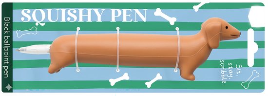 Teckel - teckel squishy pen - teckel balpen - zwarte teckelpen - squishy