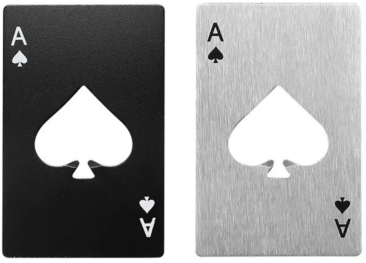 Flesopener – Set van 2 pokerflesopeners, creatieve roestvrijstalen flesopener, gepersonaliseerde grappige bierflesopener, formaat dat in je cadeautas past